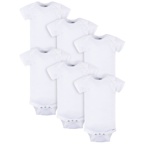 Gerber Baby Neutral White Grow With Me Assorted Onesies, 6-Pack, Sizes 0/3 Months - 12 Months
