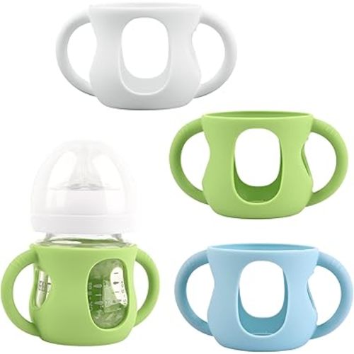 3 Pack Silicone Sleeves for Avent Natural Glass Baby Bottles, Anti Breakage Baby Bottle Holder with Handles, Compatible Philips Avent Glass Natural Baby Bottle 4 oz