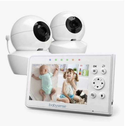 Babysense V43: Video Baby Monitor with 2 Cameras, Non Wifi, Split Scre