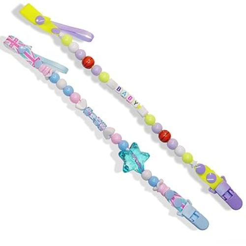 Pacifier Clip Holder Baby Girls and Boys,Neutral Binky Clips with One-Piece Design for Baby Shower Gifts-2 Packs