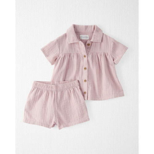 Baby 2-Piece Organic Cotton Gauze Set - Style,Dusty Rose
