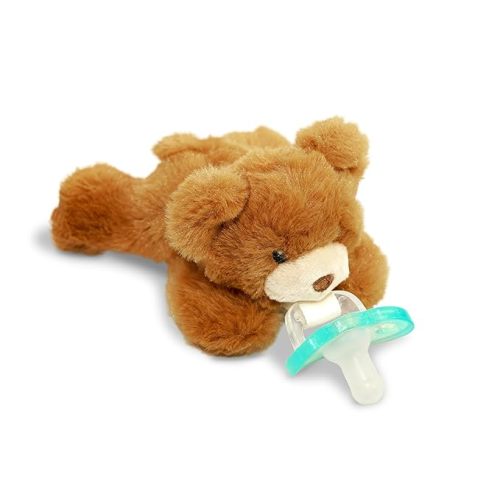 RaZbaby RaZbuddy JollyPop Pacifier Holder w/Removable Baby Pacifier - 0m+ - BPA Free (Bear)