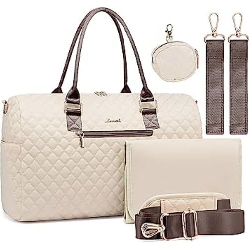 LOVEVOOK Diaper Bag Tote with Pacifier Case and Changing Pad, Large Capacity Mommy Bag for Hospital and Weekender Travel, Functional Baby Bags Newborn Baby Essential