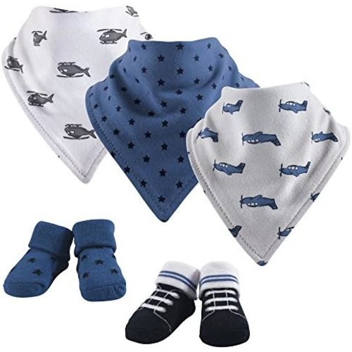 Hudson Baby Unisex BabyCotton Bib and Sock Set