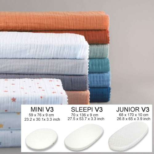Double gauze fitted sheet - Perle, 70x136x9