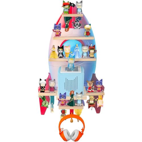 for Toniebox Starter Tonie Shelf Wall Mounted,Tonies Figures Tonies Storage,Magnetic Wooden Floating Shelves Compatible with Tonie Box Player Character for Children Room