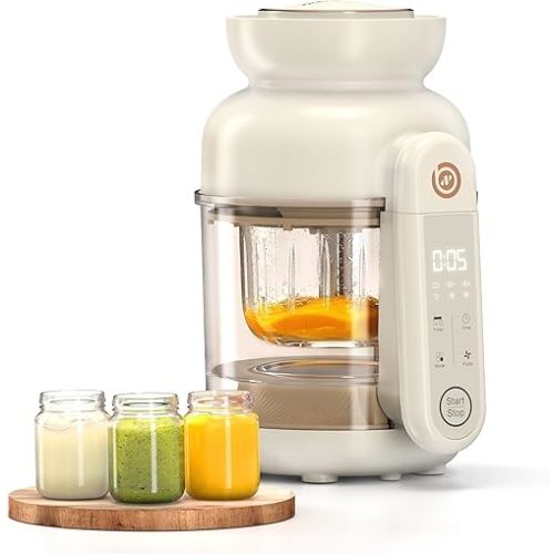 BabyNutri Auto Baby Food Maker, Glass Baby Food Mill, Baby Blender & Steamer and Puree Maker with Auto Cooking, Easy Cleaning, Touch Screen, Dishwasher Safe(12oz)