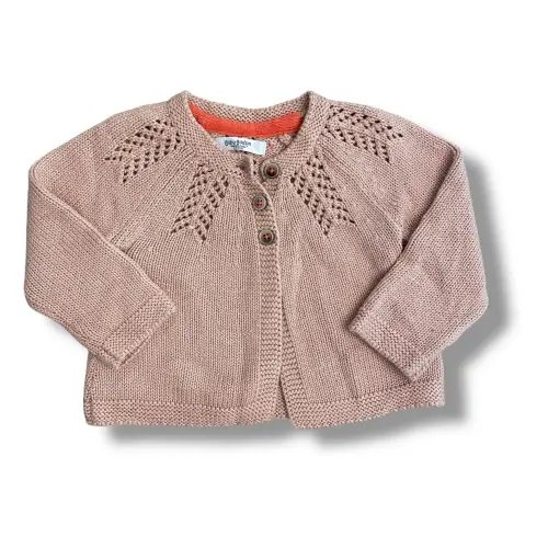 Size 3-6 Boden light pink knit cardigan with three buttons — Sharing Sunshine