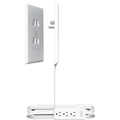 Sleek Socket Original & Patented Ultra-Thin Outlet Concealer with Cord Concealer Kit, 8-Foot Flat Extension Cord with Multiple Outlets, Safety Certified, Ideal for Living Rooms & Bedrooms