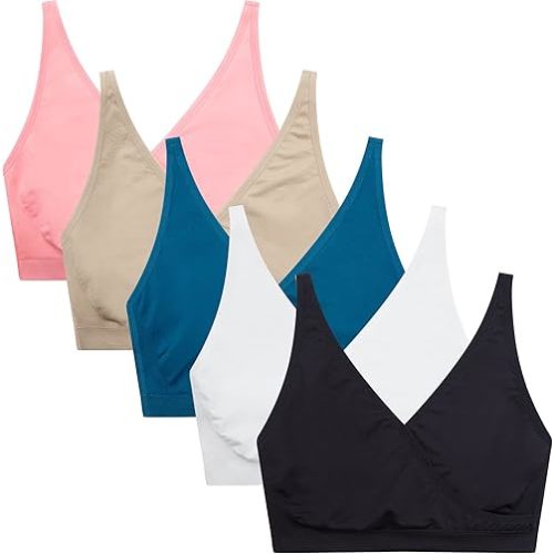 Suekaphin 5pack Nursing Bra Maternity Bra Breastfeeding Sleeping/Sleep Bra Pregnancy Women's Seamless Bralette Wirefree