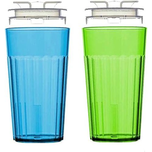 Reflo Smart Cup (Blue & Green 2-Pack) Open Training Cup, Toddler Cup, No Suction 6oz, 360 Control-Flow, USA MADE Premium High-Impact Plastic