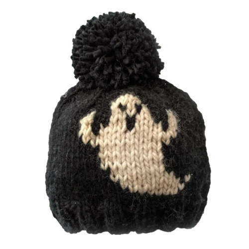 Ghost Knit Pom Hat, Black