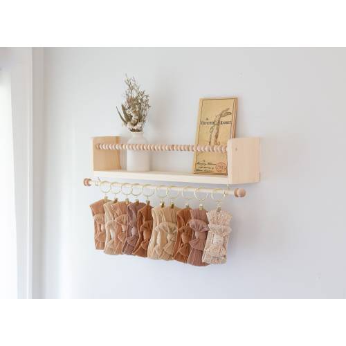 Headband and Bow Holder Shelf with Rod, Baby Girl Nursery Decor, Baby Girl Shower Gift, Headband Holder, Jewelry Organizer