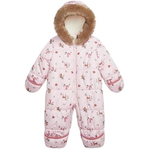 Carter's baby-girls Puffer Pram Suit – Faux Fur Trim Hooded One-piece With Cozy Insulation