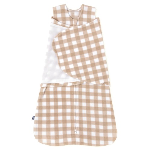 Tan Gingham Micro-Fleece Swaddle Newborn | HALO