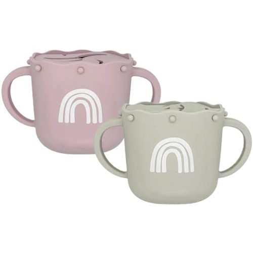 Hippypotamus Snack Cups for Toddlers - Spill Proof - 100% Food-Grade Silicone Snack Containers for Baby - Set of 2 (Blush/Nude)
