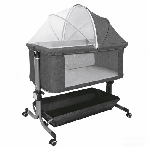 Anyask Portable Baby Bedside Bassinet, Waterproof Mattress Pad, Adjustable Height, Breathable Mesh
