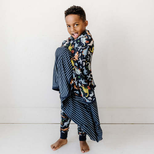 Navy Jurassic Jungle Large Cloud Blanket - Little Sleepies