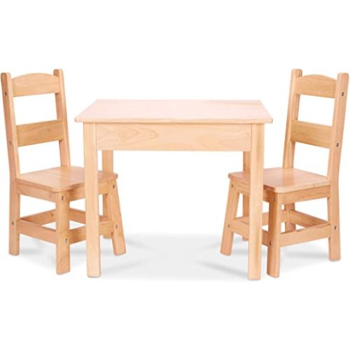Melissa & Doug Solid Wood Table and 2 Chairs Set - Light Finish Furniture for Playroom,Blonde - Tables & Chairs