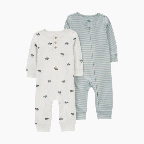 Carter's 2-Pack Jumpsuits - Grey/Olive, 3 M