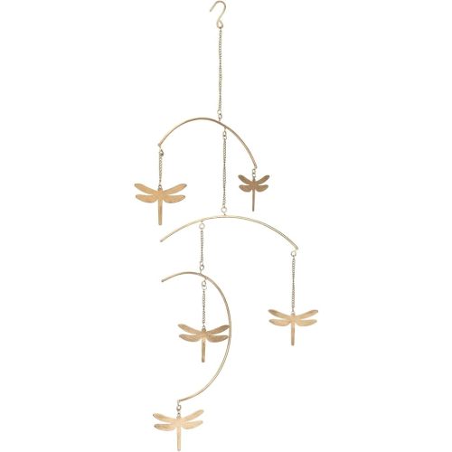 Crane Baby Dragonfly Brass Nursery Ceiling Hanging Decor, Gold Butterfly Decor, Baby Girl Nursery Decoration, Vintage Hanging Accent for Nursery or Kids Room, 30" Hanging Length, Wild Flower