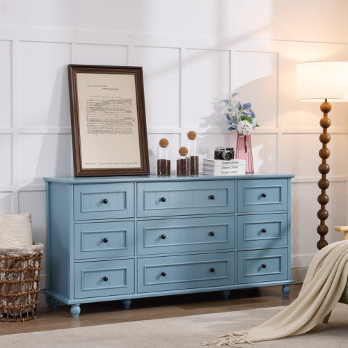 Latitude Run® 9 Drawer 63" W Retro Dresser | Wayfair