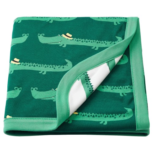RÖRANDE Baby blanket - crocodile/green 32x39 "