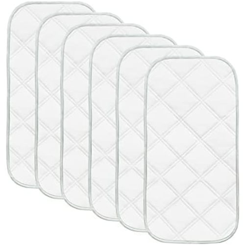 Sunny zzzZZ 6 Pack Baby Waterproof Changing Pad Liners - Quilted Thicker Ultra Soft Changing Table Cover Liners - Durable & Easy to Clean - White with Grey Edging - 23" x 11"