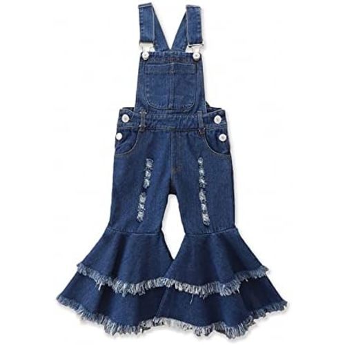 Baby Girls Denim Overalls Bell Bottom Kid Children Fashioned Flared Pants Jeans Baby Girl Clothes