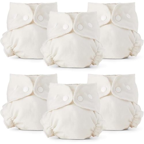 Esembly Cloth Diaper Inner, Trim-Fitting, Certified Organic Cotton, Reusable and Absorbent Leak-Proof Inserts with Snap Closure for Eco-Friendly Diapering, 6-Pack Size 1 (7-17lbs)