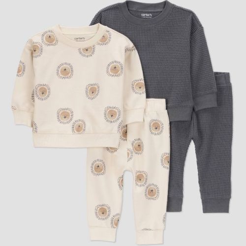 Carter's Just One You® Baby Boys' 4pc Lion Top & Bottom Set - Gray/Brown
