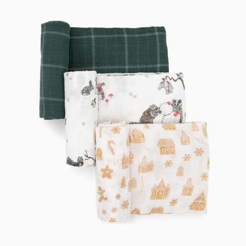Little Unicorn Cotton Muslin Holiday Swaddle Blanket - Snow Day