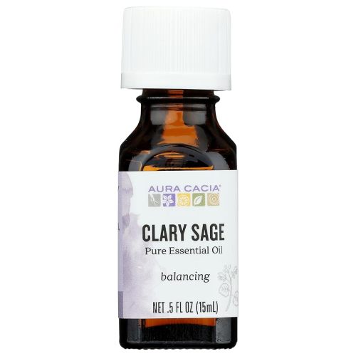 Aura Cacia 100% Pure Clary Sage Essential Oil | GC/MS Tested for Purity | 15 ml (0.5 fl. oz.) | Salvia sclarea