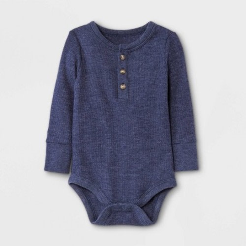 Baby Boys' Henley Thermal Long Sleeve Bodysuit - Cat & Jack™ Navy 3-6M