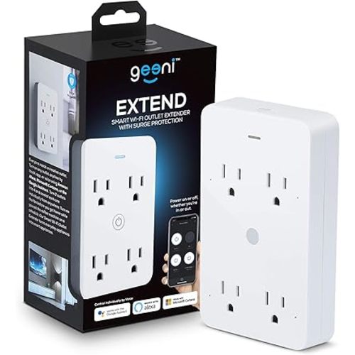 Geeni Smart Wi-Fi 4 Outlet Plug with Surge Protection - Compatible with Alexa & Google Home, White: 1-Pack