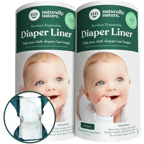 Naturally Nature Disposable Cloth Diaper Liners, Unscented, Fragrance-Free, Chlorine Free Diaper Inserts - 200 Count - (2 Rolls, 100 Sheets per Roll)
