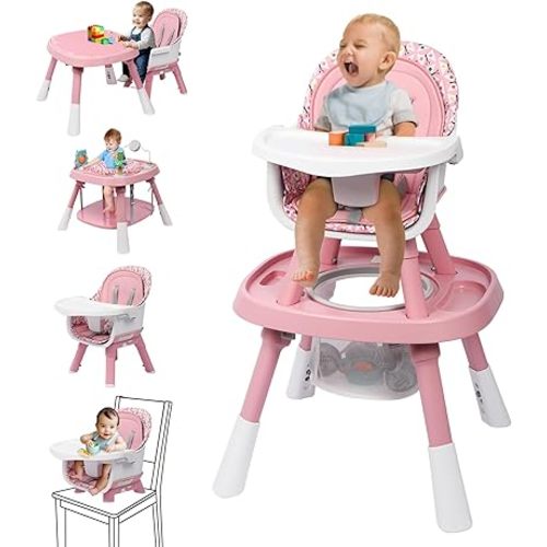 Xilingol 15-in-1 Convertible High Chair, 2-in-1 Baby Highchair & Activity Center W/Toys, Booster Seat | Building Block Table | Toddler Chair W/Removable Tray & 5-Point Harness & 2-Layer Cushion