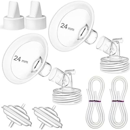 PumpMom 24mm Flange Pump Parts for Spectra S2 Spectra S1 Spectra 9 Plus Breast Pumps, Backflow Protector Tubing Duckbill Valves, Not Original Spectra Pump Parts