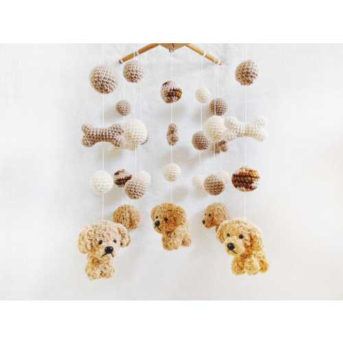 Goldendoodle Crochet Baby Mobile set 3, Dog baby mobile, Nursery decor, Dog crochet mobile, Puppy baby mobile, Baby Shower Gift