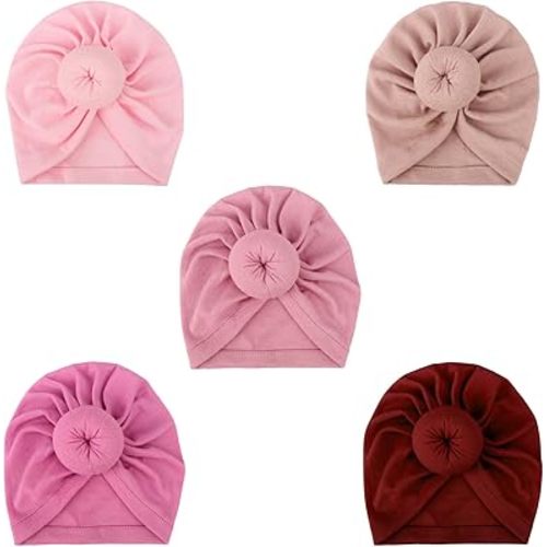 DRESHOW BQUBO Turban Hat for Baby Infant Cap Hats with Bow Knot Soft Cute Nursery Beanie