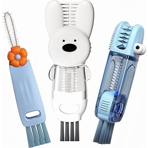 Cup Lid Cleaning Brush, 3 in 1 Cup Cleaner Brush New Multifunctional Lid Cleaner Lid Brush Cleaning Tool Multipurpose Bottle Gap Cleaner Brush Blue