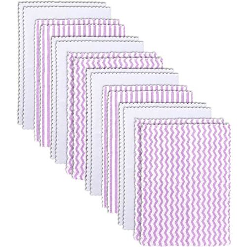 16 Pack Super Soft Baby Burp Cloths, Baby Washcloths, Ultra Absorbent Large Newborn Burping Cloth for Boy and Girl, Milk Spit Up Rags, Unisex for Baby Sensitive Skin, Purple and White, 16 × 12 Inch