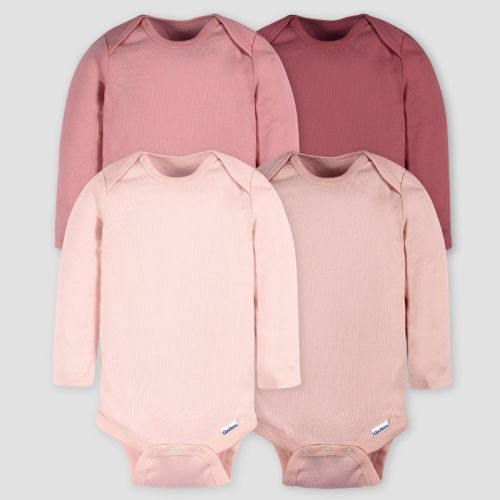Gerber Baby 4pk Tonal Long Sleeve Bodysuit - Pink 24m