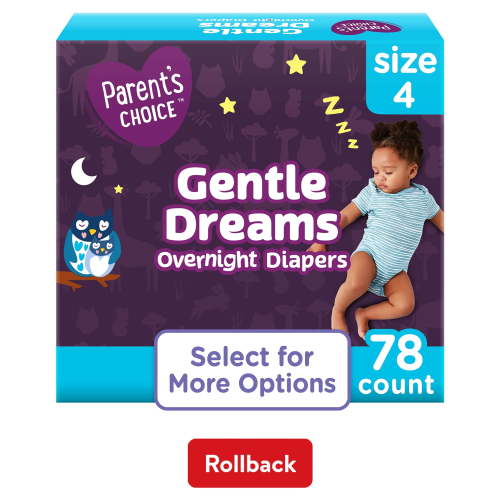 Parent's Choice Gentle Dreams Overnight Diapers, Size 4, 78 Count