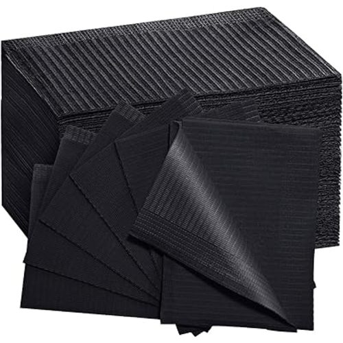 Black Dental Bibs Disposable Dentist Bibs 13" x 18", 50 PCS Patient Bibs Tattoo Paper Npkins 3 Ply Waterproof Dental Bib Sheets Dentist or Medical Tray Cover and Nail Table Cover