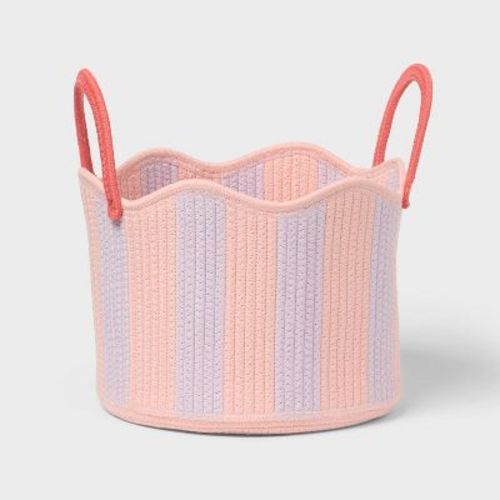 Striped Coiled Rope Kids' Decorative Storage Basket with Handles Pink/Purple - Pillowfort™ : Target