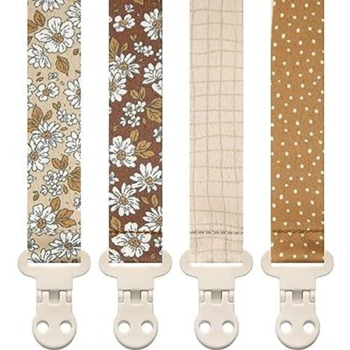 Stadela Baby Pacifier Clip Leash Soothie Holder for Girl 4 Pack Gift Set Universal Fit