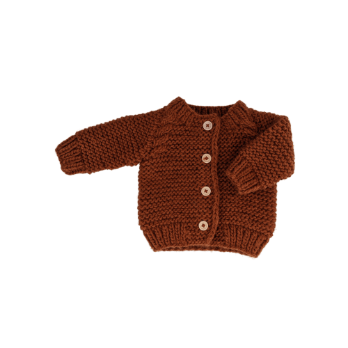 Garter Stitch Cardigan Sweater, Chili