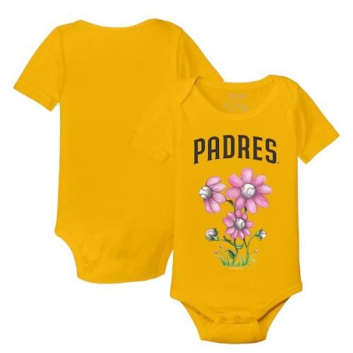 San Diego Padres Tiny Turnip Infant Blooming Baseballs Bodysuit - Gold