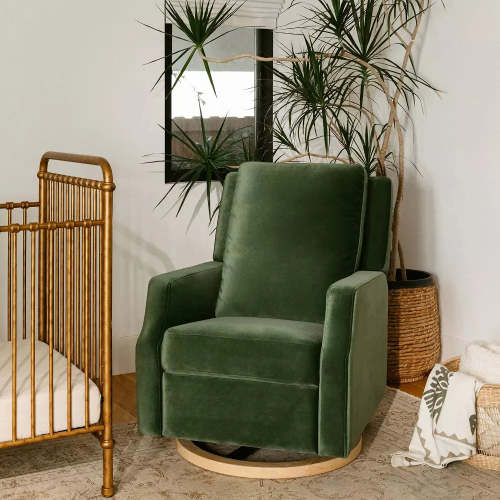 Crewe Recliner and Swivel Glider - Forest Green Velvet (See Description)